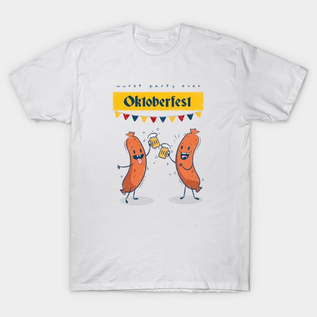 Oktoberfest Wurst Party Ever Funny Sausages T-Shirt by PerttyShirty